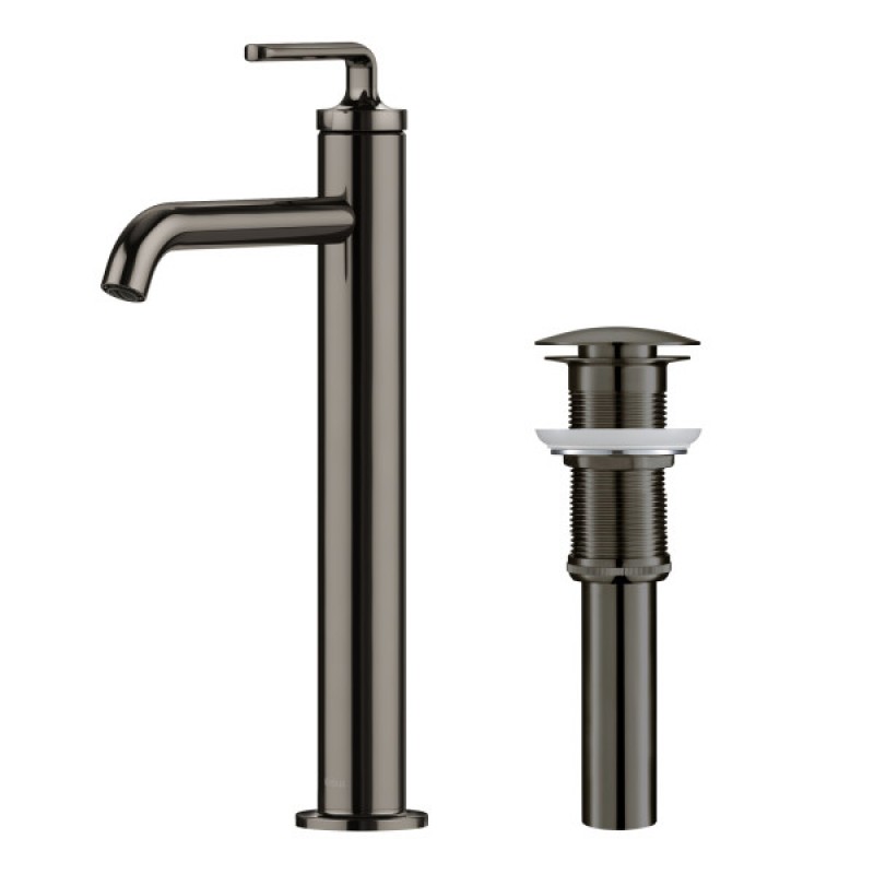 Ramus™ Single Handle Vessel Bathroom Sink Faucet with Pop-Up Drain in Gunmetal