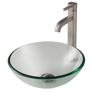 KRAUS 14-inch Clear Glass Bathroom Vessel Sink and...