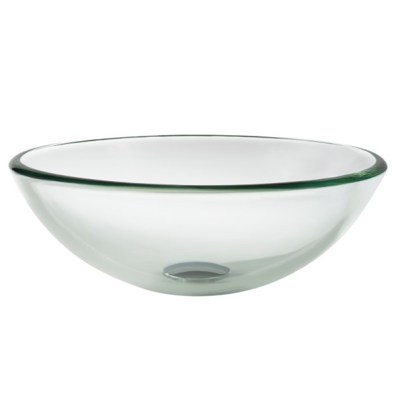 KRAUS Round Clear Glass Vessel Bathroom Sink, 14 inch