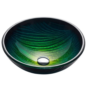 KRAUS Nature Series™ Round Green Glass Vessel Ba...