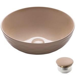 KRAUS Viva™ Round Beige Porcelain Ceramic Vessel...