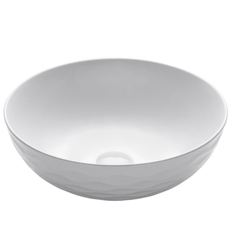 KRAUS Viva™ Round White Porcelain Ceramic Vessel Bathroom Sink, 16 1/2 in. D x 5 1/2 in. H