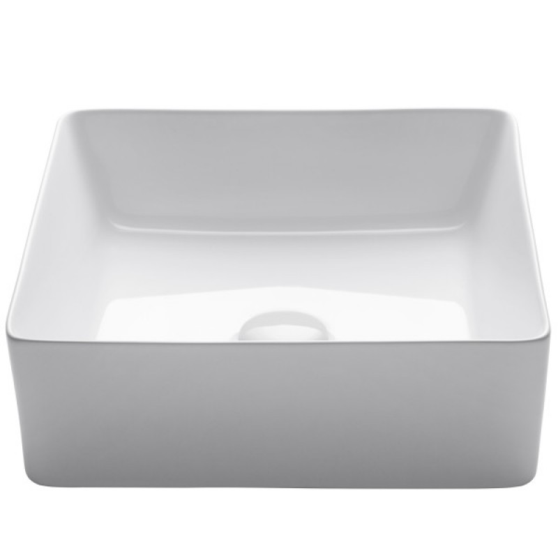 KRAUS Viva™ Square White Porcelain Ceramic Vessel Bathroom Sink, 15 5/8 in. L x 15 5/8 in. W x 5 1/8 in. H