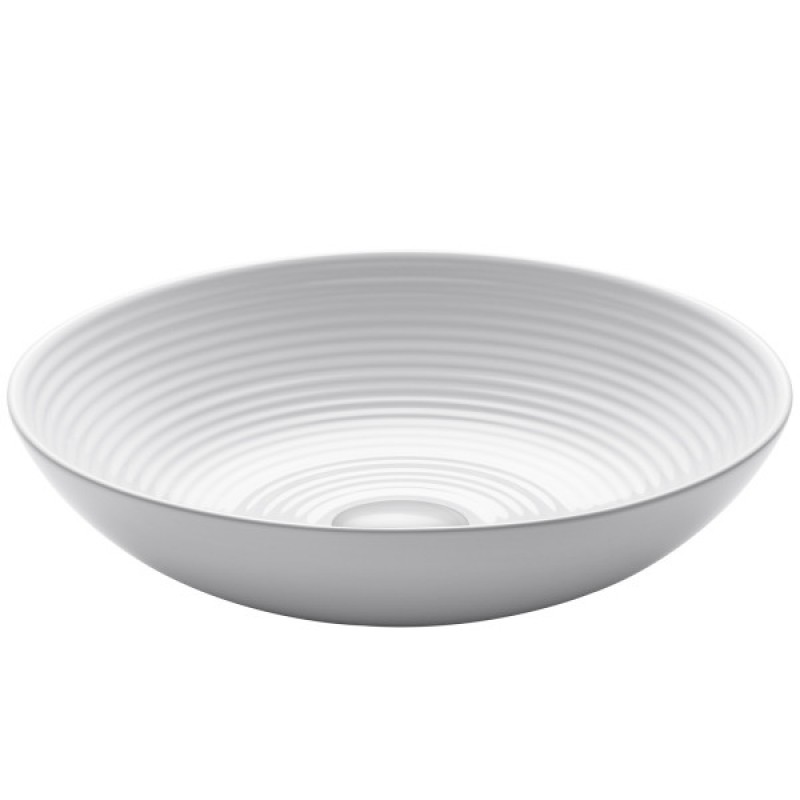KRAUS Viva™ Round White Porcelain Ceramic Vessel Bathroom Sink, 16 1/2 in. D x 4 3/8 in. H