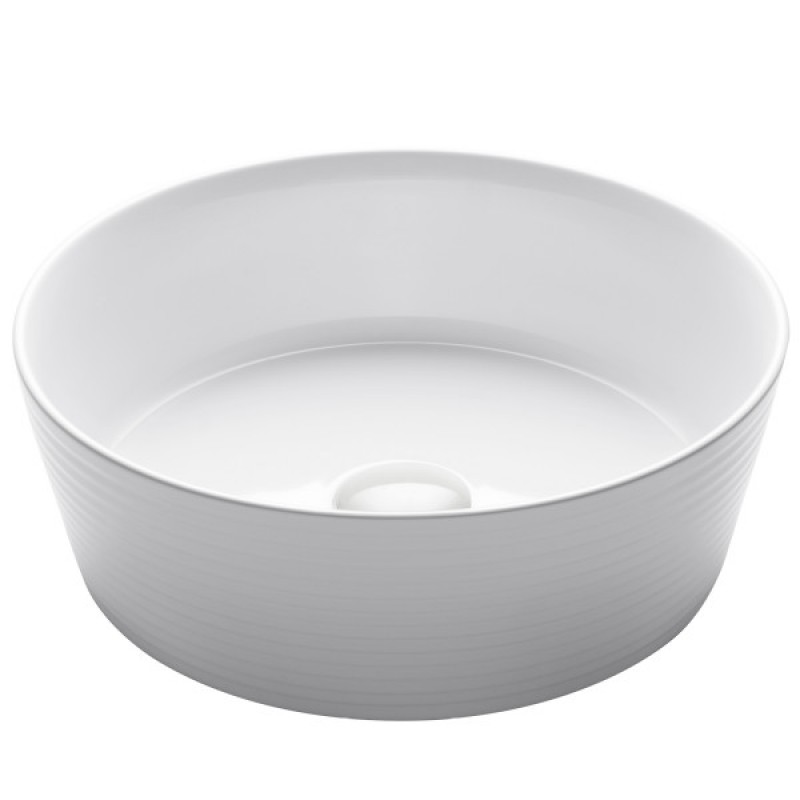 KRAUS Viva™ Round White Porcelain Ceramic Vessel Bathroom Sink, 15 3/4 in. D x 5 3/8 in. H