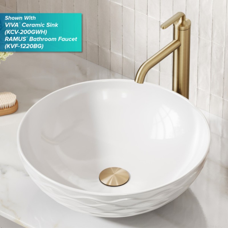 KRAUS® Bathroom Sink Pop-Up Drain with Extended Thread in Brushed Gold
