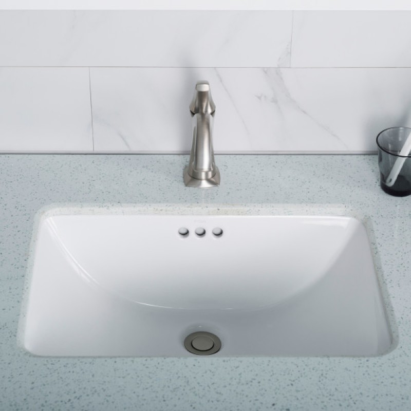 KRAUS Elavo™ 21-inch Rectangular Undermount White Porcelain Ceramic Bathroom Sink with Overflow