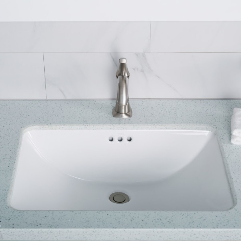 KRAUS Elavo™ 23-inch Rectangular Undermount White Porcelain Ceramic Bathroom Sink with Overflow