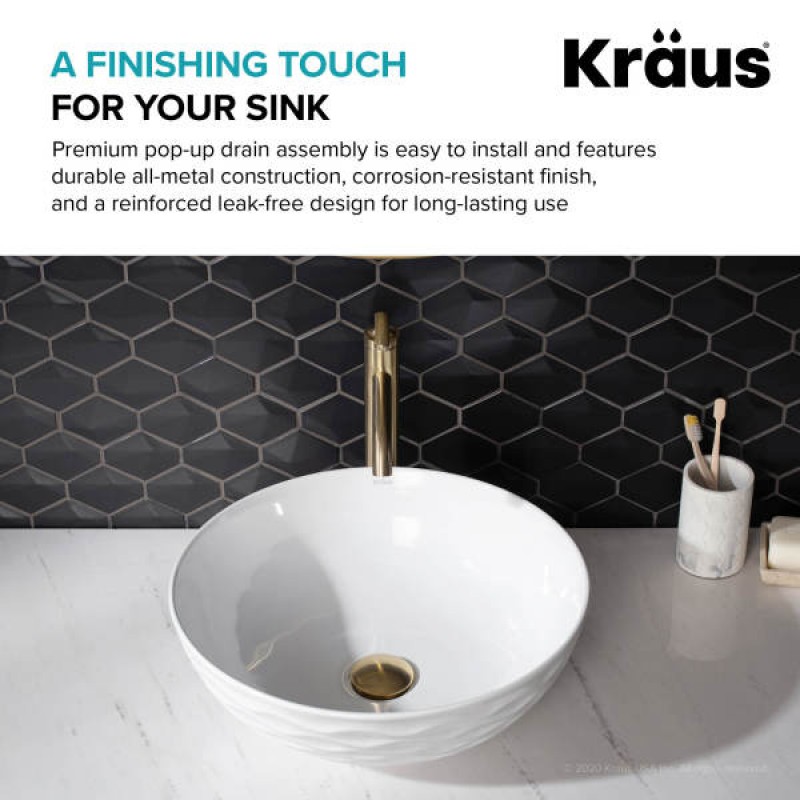 KRAUS Pop-Up Drain for Bathroom Sink in Brushed Gold