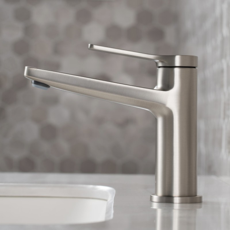 Indy™ Single Handle Bathroom Faucet in Spot Free Stainless Steel and Matching Pop-Up Drain with Overflow