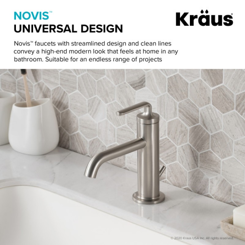 Ramus™ Single Handle Bathroom Sink Faucet with Lift Rod Drain in Spot Free Stainless Steel