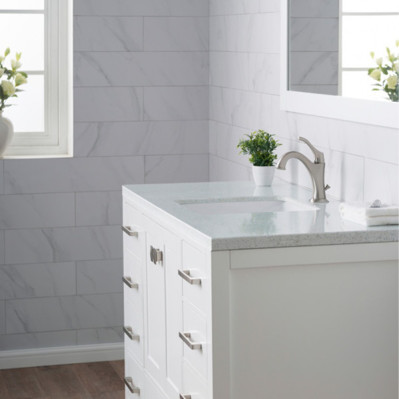KRAUS Elavo™ 17-inch Square Undermount White Porcelain Ceramic Bathroom Sink with Overflow