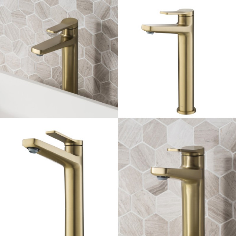 Indy™ Single Handle Vessel Bathroom Faucet in Brushed Gold