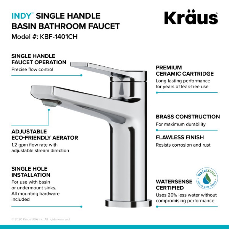 Indy™ Single Handle Bathroom Faucet in Chrome (2 Pack)
