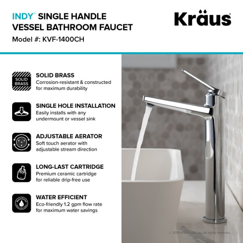 Indy™ Single Handle Vessel Bathroom Faucet in Chrome