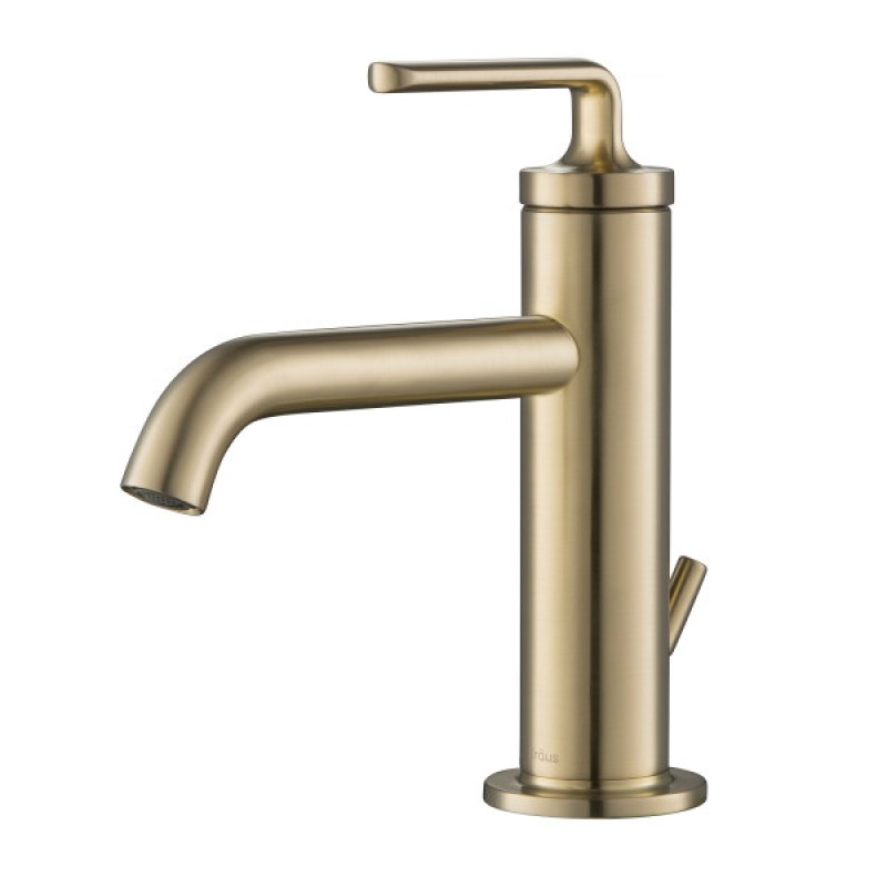 Ramus™ Single Handle Bathroom Sink Faucet with Lift Rod Drain in Brushed Gold