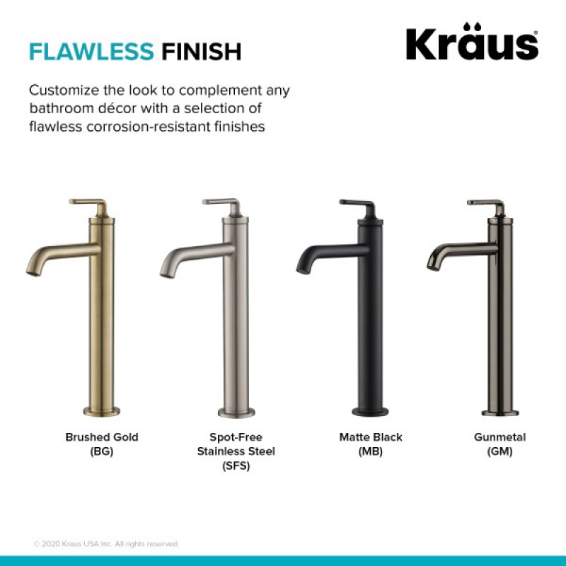 Ramus™ Single Handle Vessel Bathroom Sink Faucet with Pop-Up Drain in Brushed Gold (2-Pack)