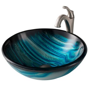 KRAUS 17-inch Blue Glass Nature Series™ Bathroom...