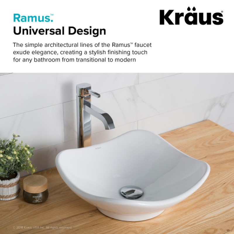 KRAUS Ramus™ Tall Vessel Bathroom Faucet, Satin Nickel Finish