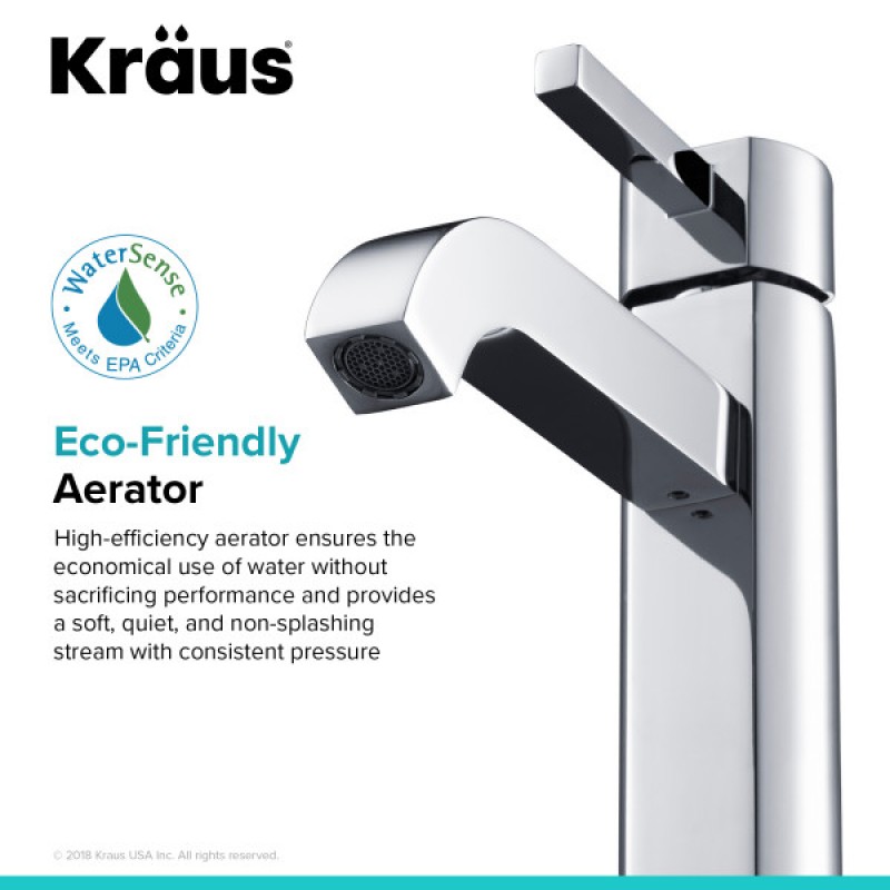 KRAUS Ramus™ Tall Vessel Bathroom Faucet, Chrome Finish