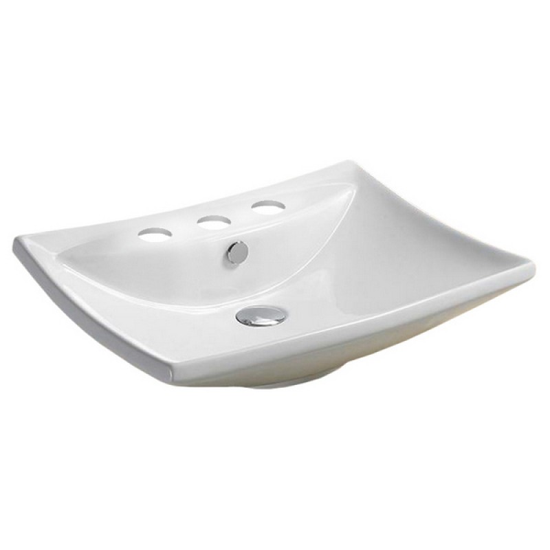 23.8-in. W Above Counter White Ceramic Vessel