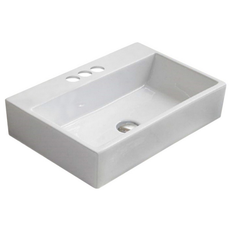 20.9-in. W Above Counter White Ceramic Vessel