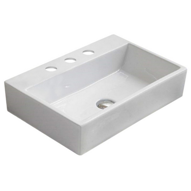 20.9-in. W Above Counter White Ceramic Vessel