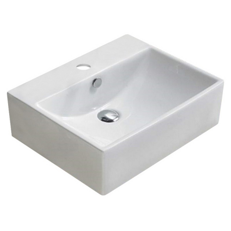 19.7-in. W Above Counter White Ceramic Vessel