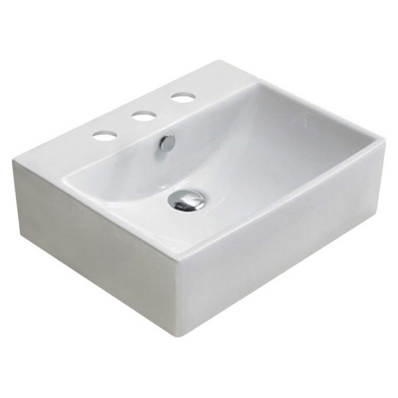 19.7-in. W Above Counter White Ceramic Vessel