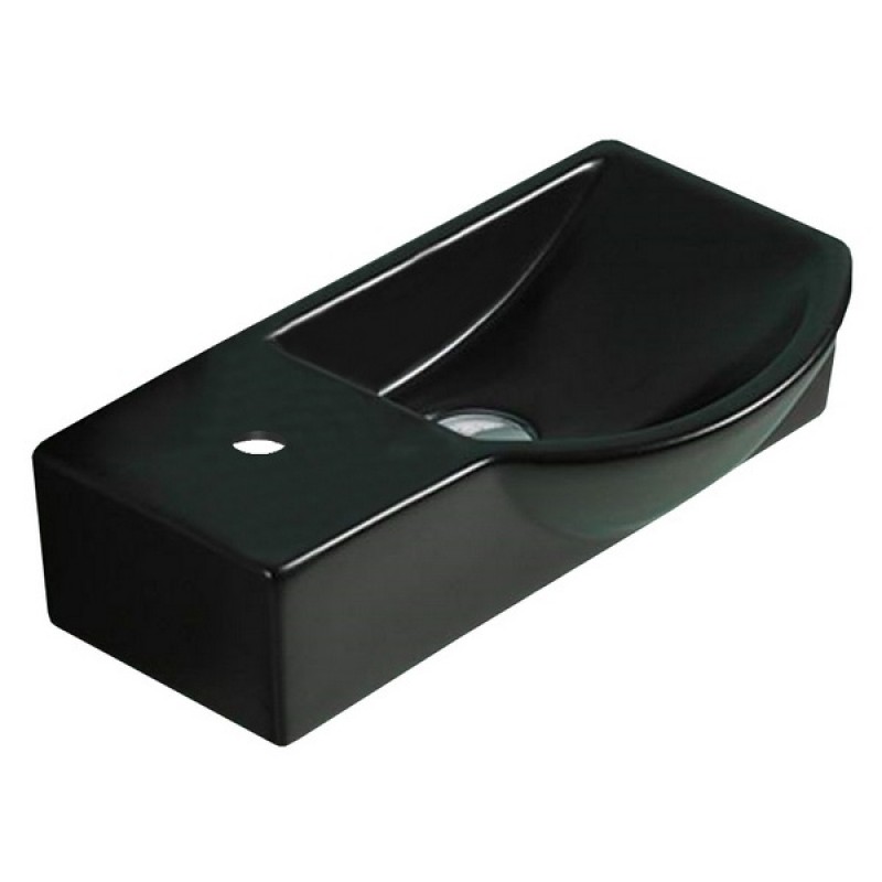 14.7-in. W Above Counter Black Ceramic Vessel