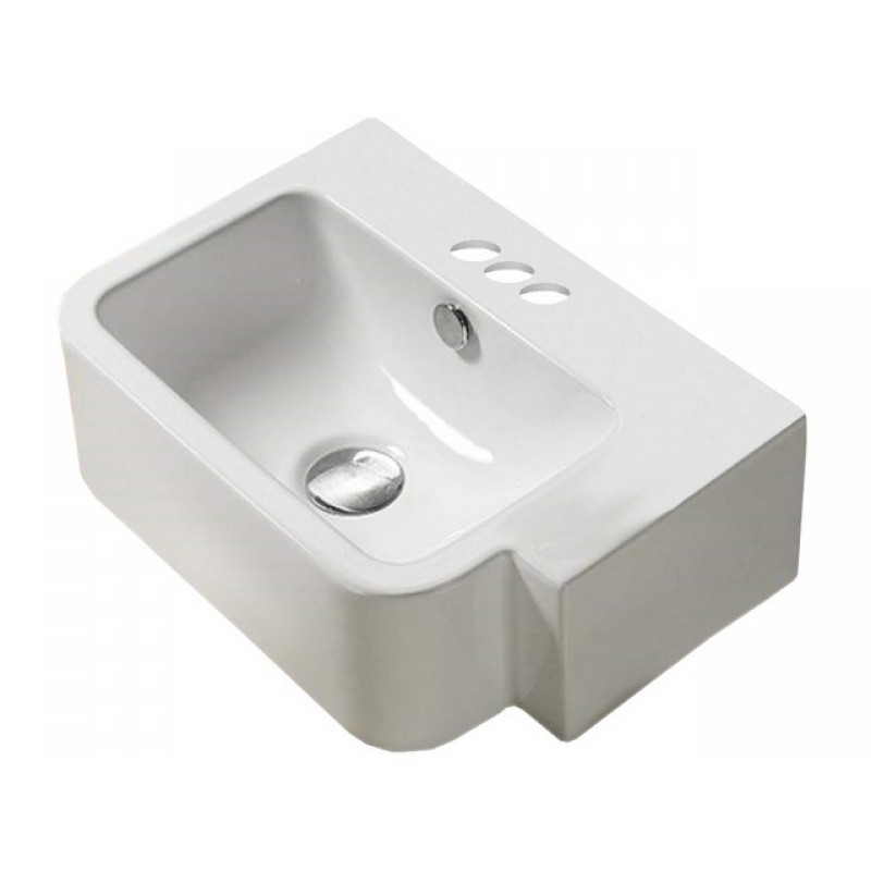 17.5-in. W Above Counter White Ceramic Vessel-3H4-in. Left Drilling