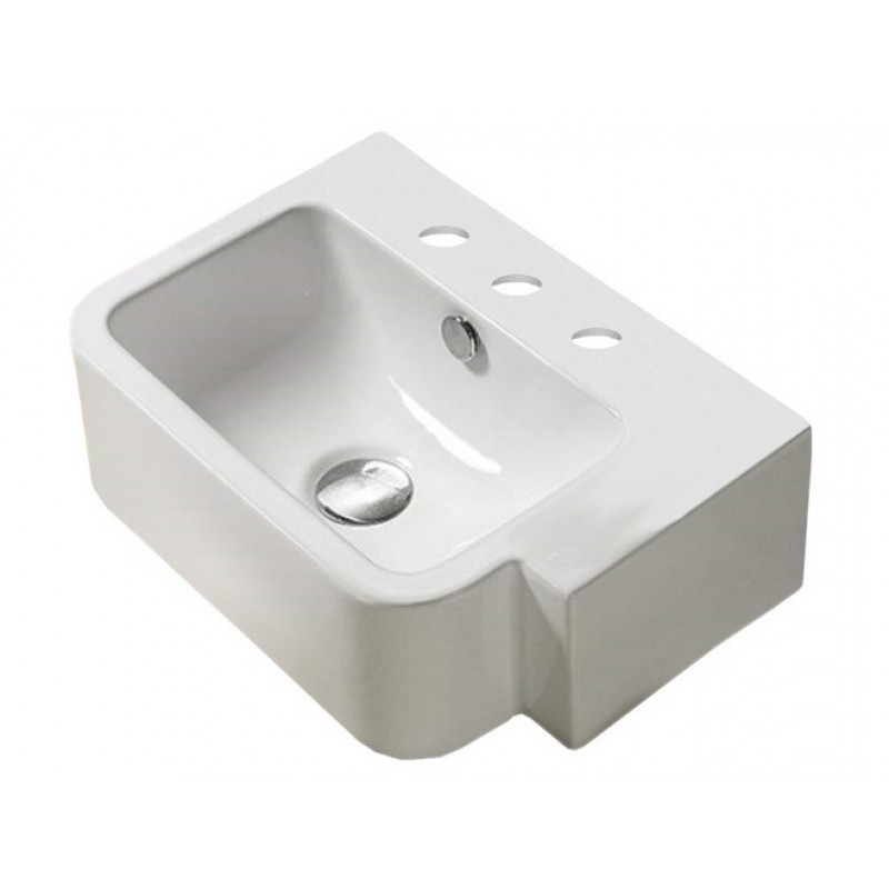17.5-in. W Above Counter White Ceramic Vessel-3H8-in. Left Drilling