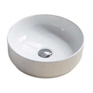 American Imaginations AI-888-13029 Round Undermount Sink Set in White with Single Hole CUPC Faucet and Drain 