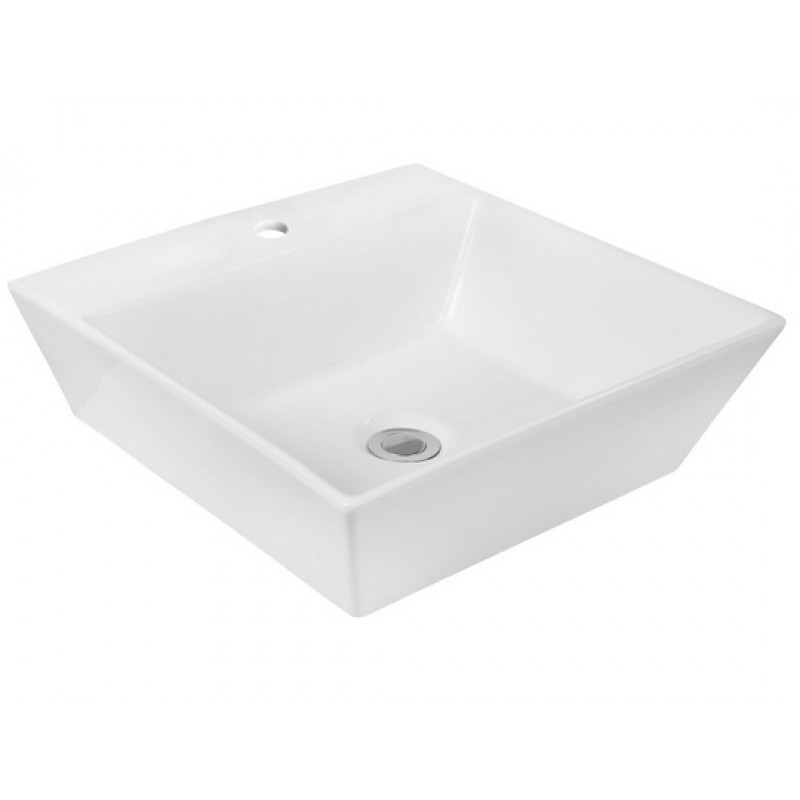 16.5-in. W x 16.5-in. D Above Counter Square Vessel In White For Single Hole Faucet