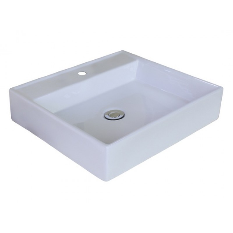 17-in. W x 17-in. D Above Counter Square Vessel In White For Single Hole Faucet