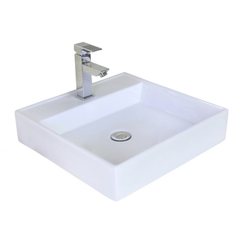 17-in. W x 17-in. D Above Counter Square Vessel In White For Single Hole Faucet