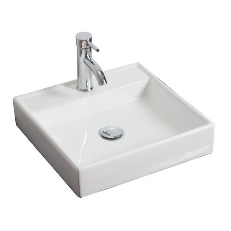 17.5-in. W x 17.5-in. D Above Counter Square Vessel In White For Single Hole Faucet