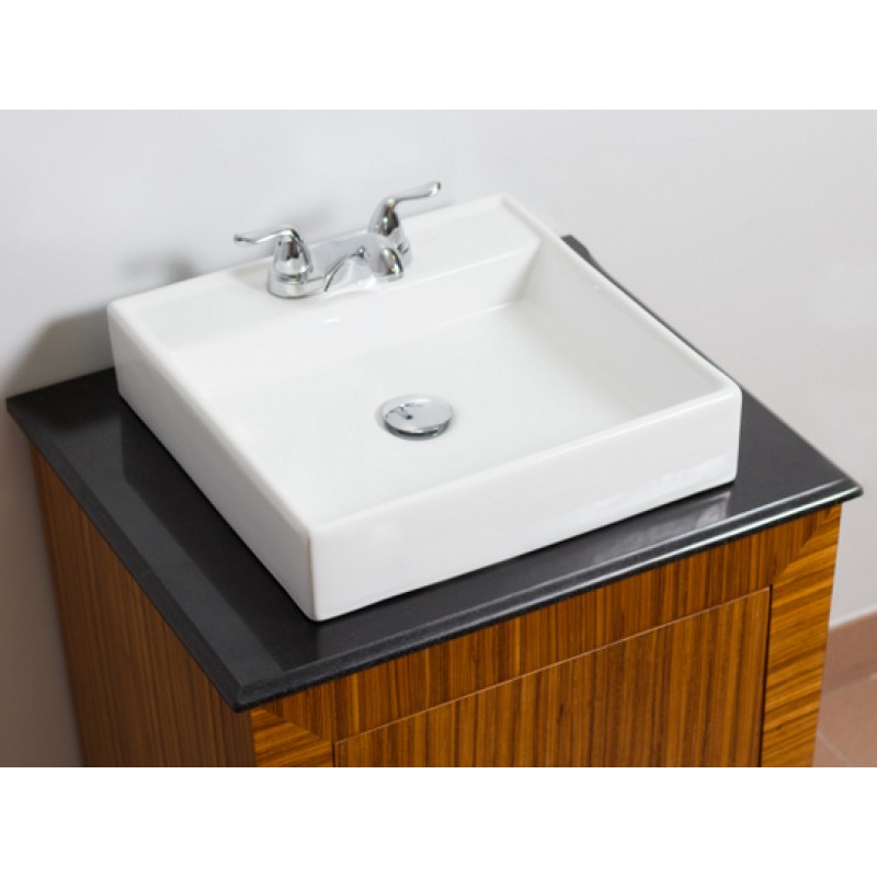 17.5-in. W x 17.5-in. D Above Counter Square Vessel In White For 4-in. o.c. Faucet