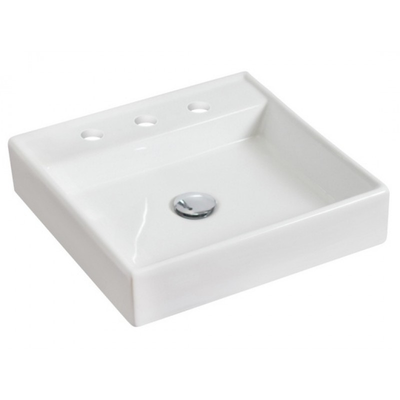17.5-in. W x 17.5-in. D Above Counter Square Vessel In White For 8-in. o.c. Faucet
