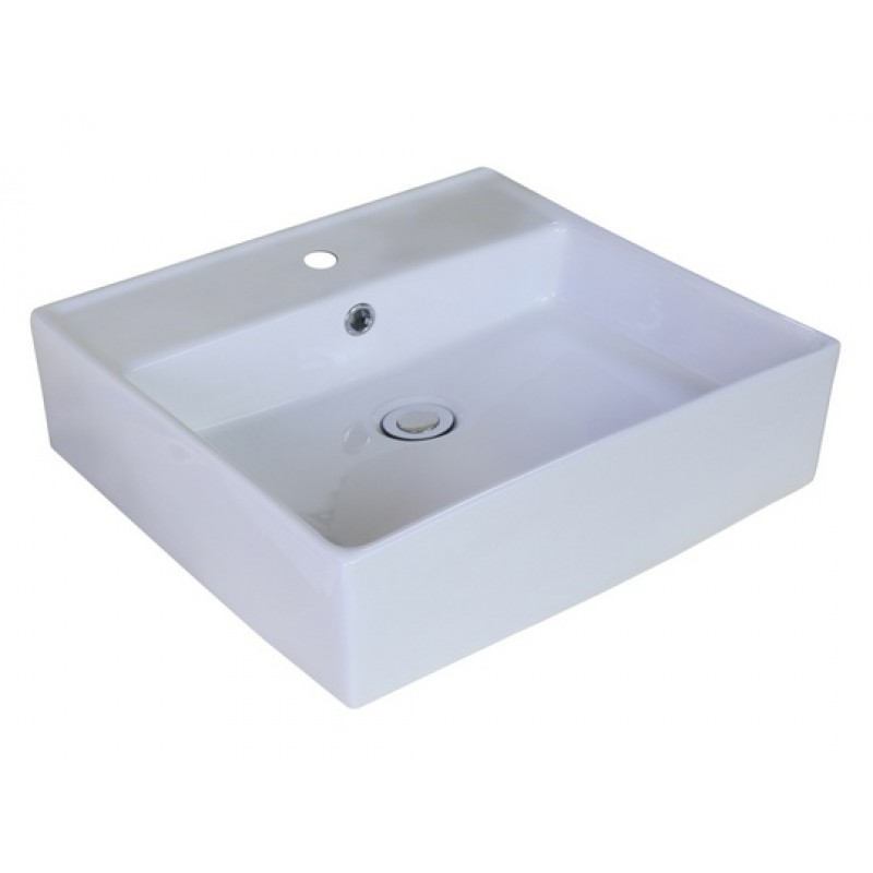 18-in. W x 18-in. D Above Counter Square Vessel In White For Single Hole Faucet