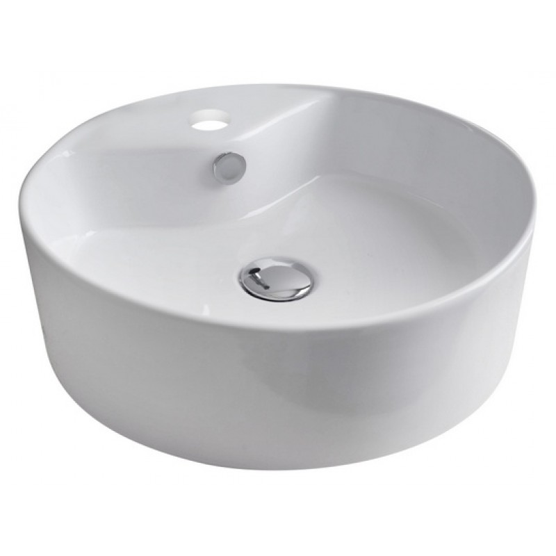 18.25-in. W x 18.25-in. D Above Counter Round Vessel In White For Single Hole Faucet