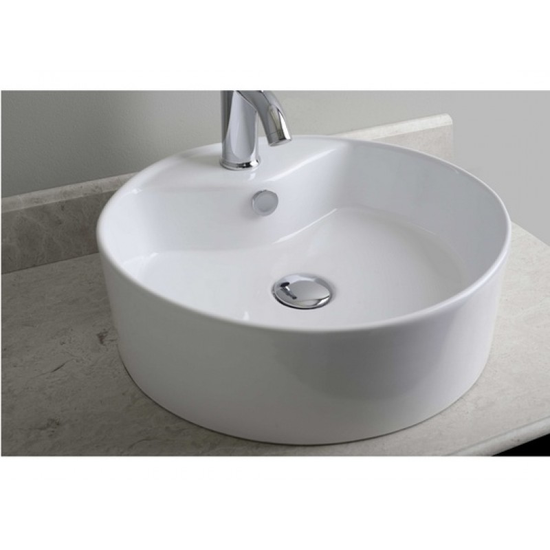 18.25-in. W x 18.25-in. D Above Counter Round Vessel In White For Single Hole Faucet