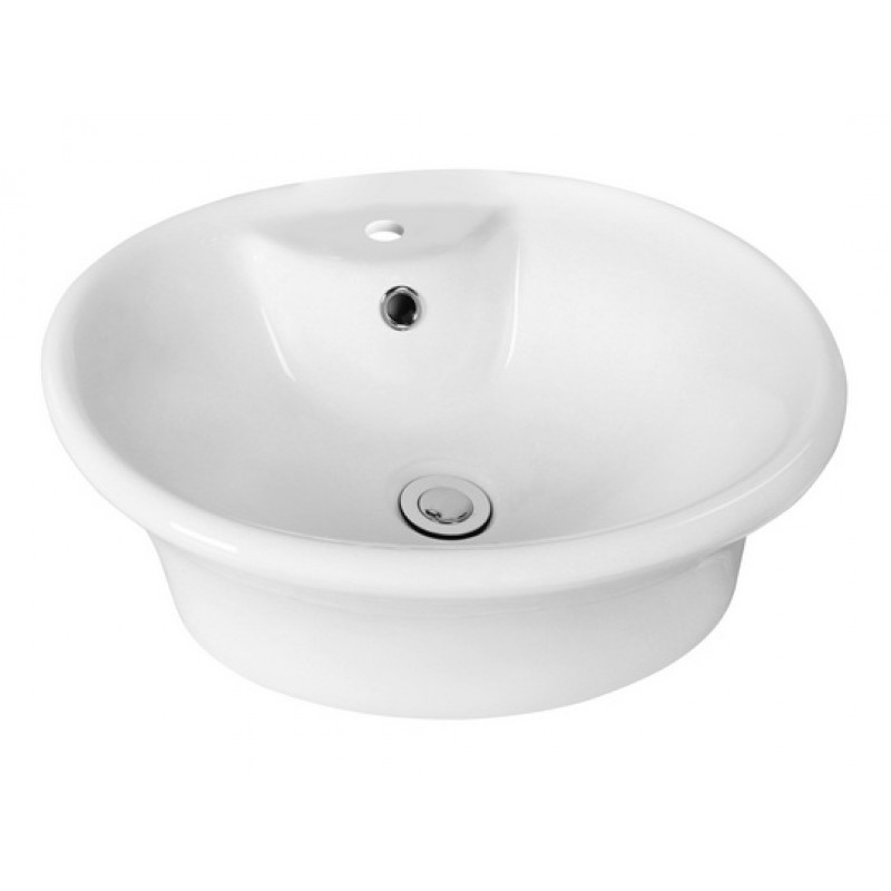 19-in. W x 15.5-in. D Above Counter Round Vessel In White For Single Hole Faucet