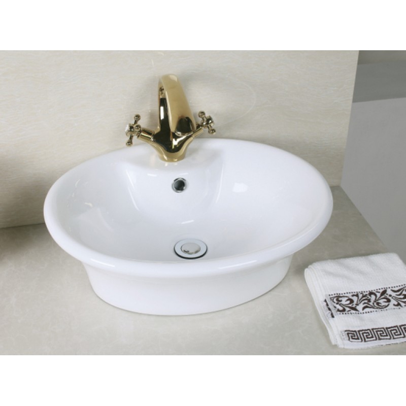 19-in. W x 15.5-in. D Above Counter Round Vessel In White For Single Hole Faucet