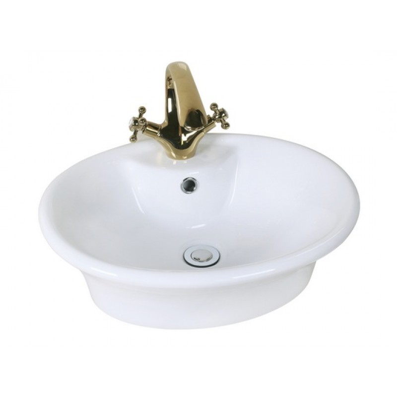 19-in. W x 15.5-in. D Above Counter Round Vessel In White For Single Hole Faucet