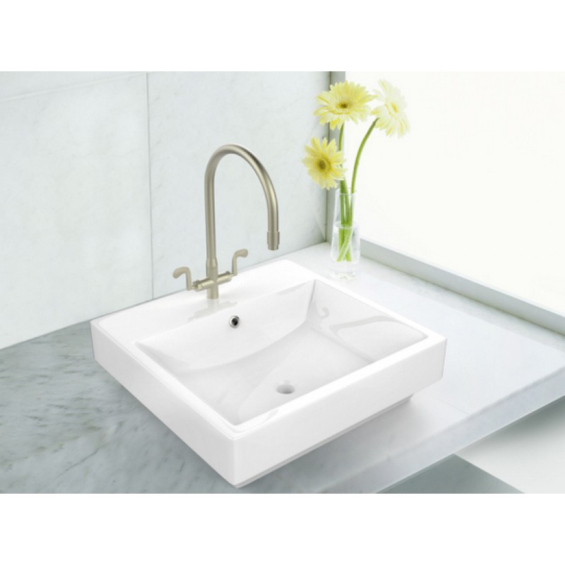 19-in. W x 17.5-in. D Above Counter Rectangle Vessel In White For Single Hole Faucet