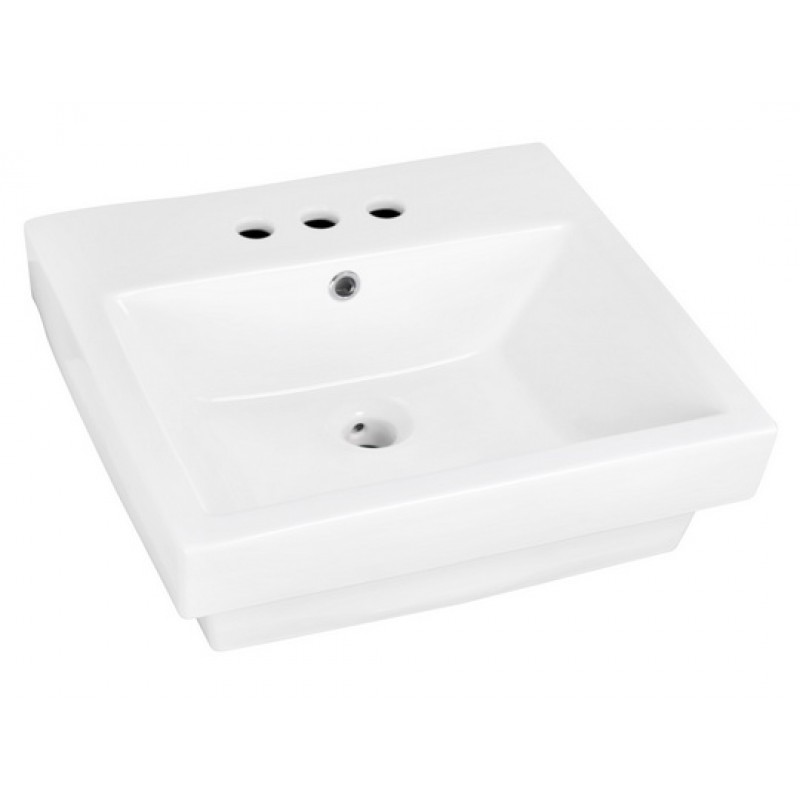 19-in. W x 17.5-in. D Above Counter Rectangle Vessel In White For 4-in. o.c. Faucet