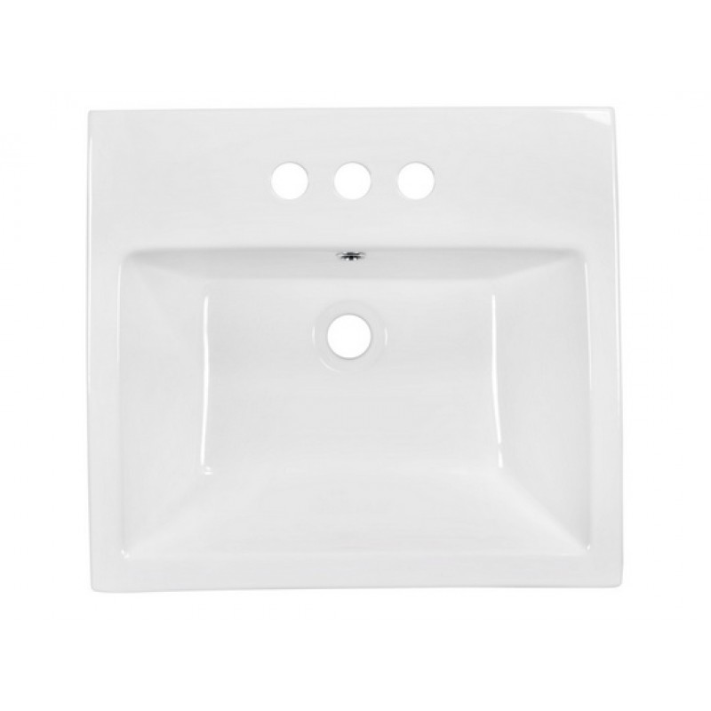 19-in. W x 17.5-in. D Above Counter Rectangle Vessel In White For 4-in. o.c. Faucet