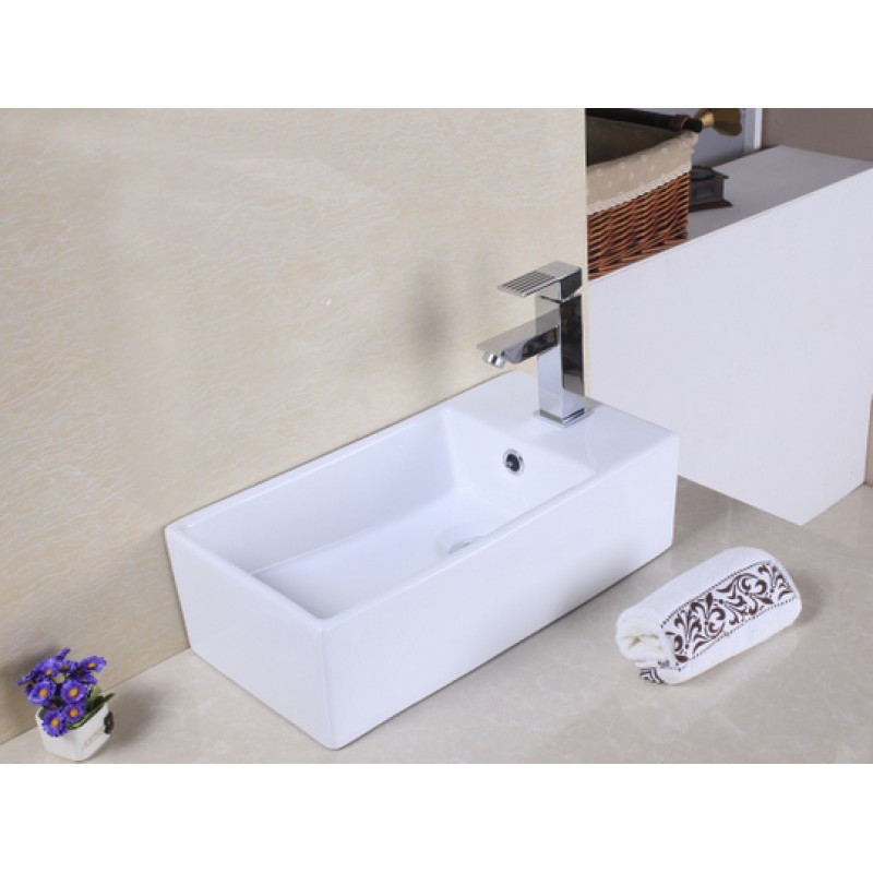19-in. W x 9.75-in. D Above Counter Rectangle Vessel In White For Single Hole Faucet