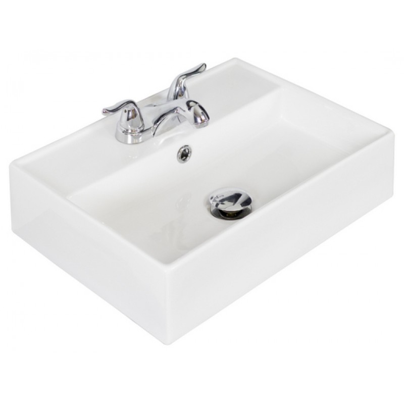 19.75-in. W x 13.75-in. D Above Counter Rectangle Vessel In White For 4-in. o.c. Faucet